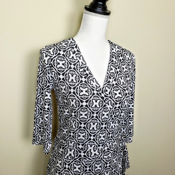 BISOU BISOU Dress, Black White V-Neck Career, 6 - Picture 3 of 8